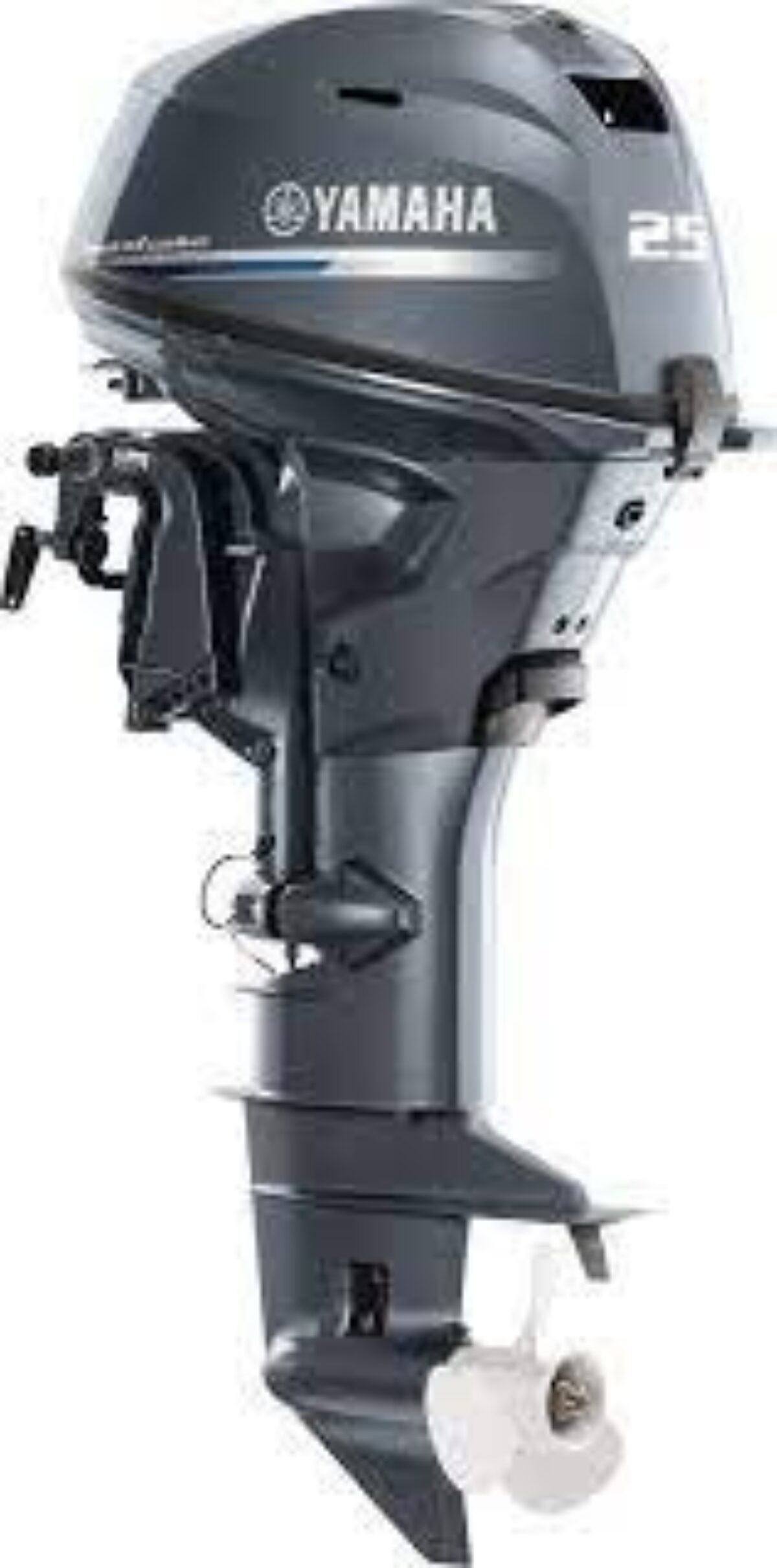 2000 Yamaha 25 HP 3 Cylinder Carbureted 2 Stroke 15" (Short Shaft) Tiller Outboard Motor.